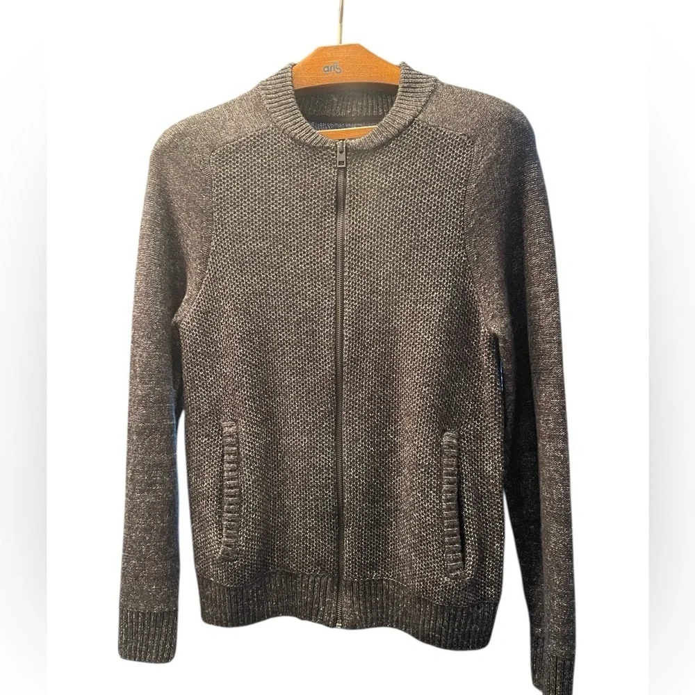 A-Frame Men's Classic Charcoal Full Zip Cotton Blend Sweater, Pockets, S